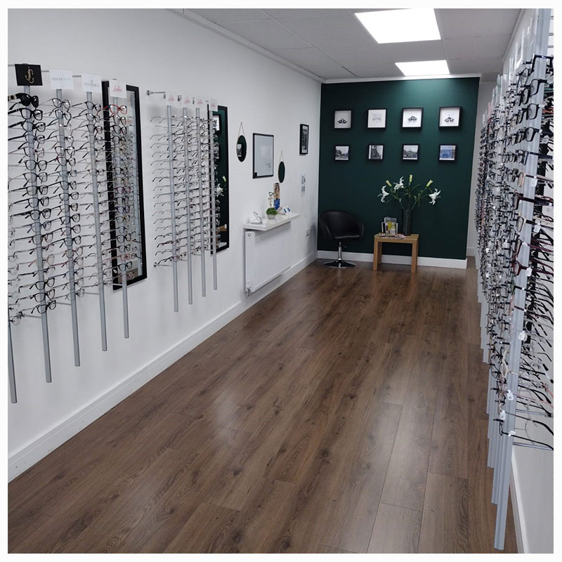 room showing racks of frames